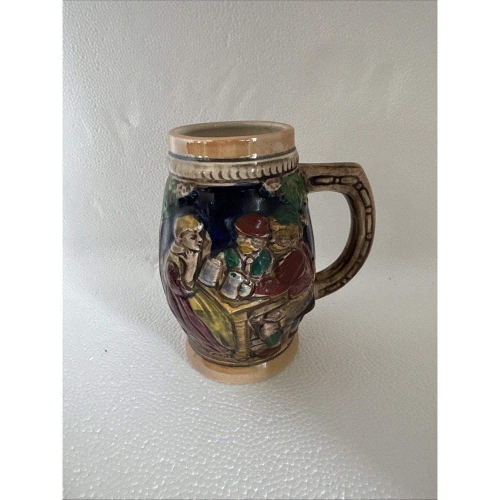 Vintage Japan Mini Beer Stein Mug – Relief Tavern Scene & Cottage – Specialty In